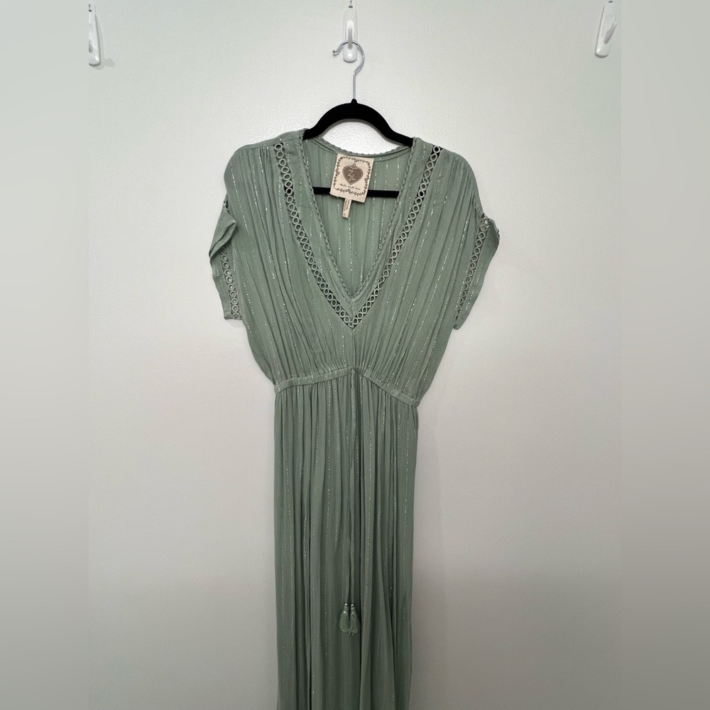 Green silver goddess dress